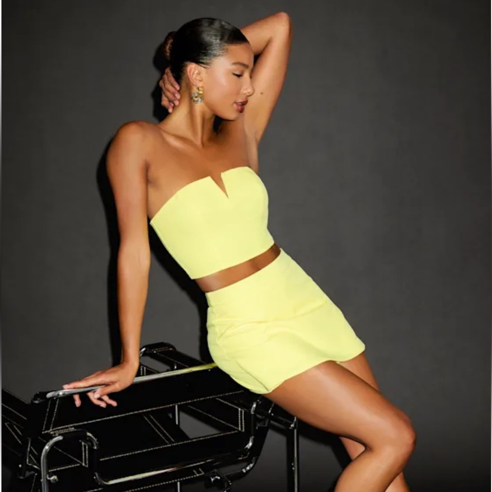 Yellow Strapless Crop Top and Skirt Set
New with tags